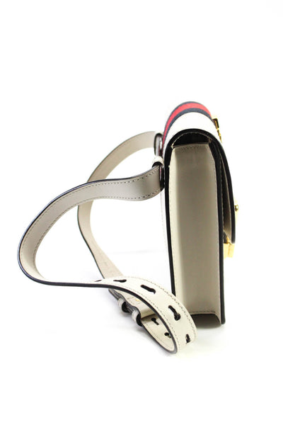 Gucci Womens Leather Gold Tone Hardware Sylvie Crossbody Belt Bag White Handbag