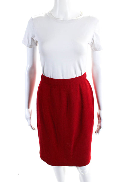 St. John Collection Womens Santana Knit Pencil Skirt Red Wool Size 6