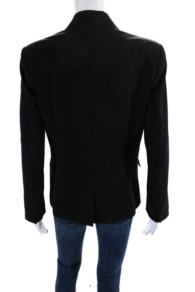 Theory Womens Black Wool One Button Long Sleeve Blazer Jacket Size 8