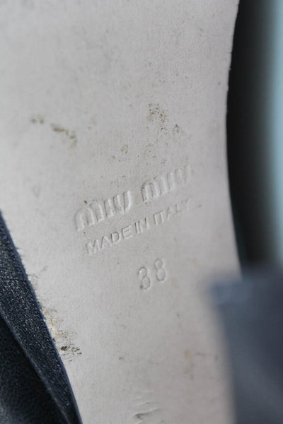 Miu Miu Womens Leather Platform Buckled Mary Jane Spool High Heels Black Size 8