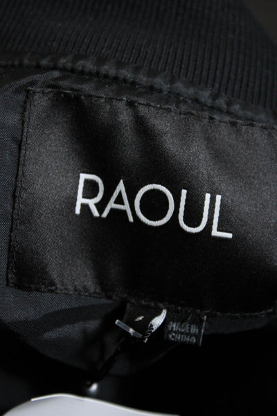 Raoul Womens Brocade Leaf Print Full Zip Bomber Jacket Black Size S