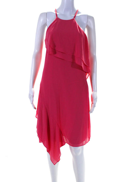 Nanette Nanette Lepore Womens Asymmetrical Chiffon Sheath Dress Pink Size 2