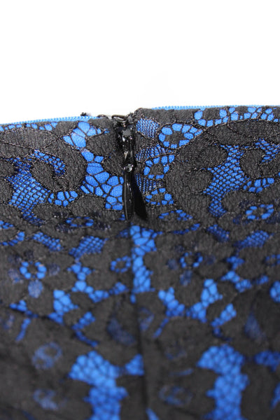 Robert Rodriguez Womens Strapless Lace Peplum Sheath Dress Black Blue Size 2