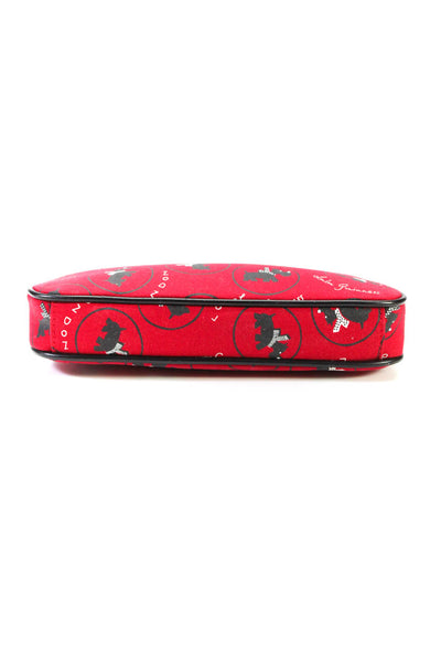 Lulu Guinness Womens Red Canvas Printed Zip Makeup Case