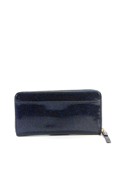 Kate Spade New York Womens Blue Glittery Zip Long Wallet