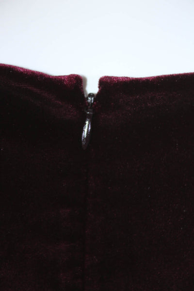 Lauren Ralph Lauren Womens Velvet Pleat Sleeveless Pencil Dress Burgundy Size 12