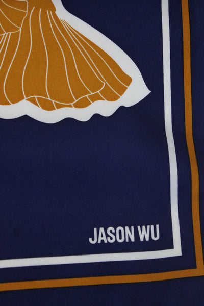 Jason Wu Women's Floral Printed Silk Scarf Blue Size 68 x 34