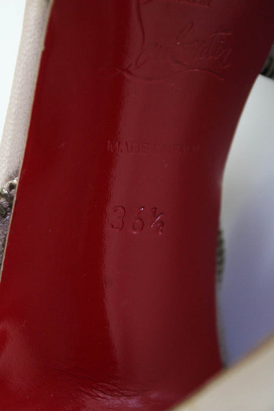 Christian Louboutin Womens Zipper Trim Strappy Sandal Heels Beige Size 36.5 6.5