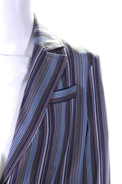 Robert Graham Womens Wool Striped Print Two Button Blazer Multicolor Size L