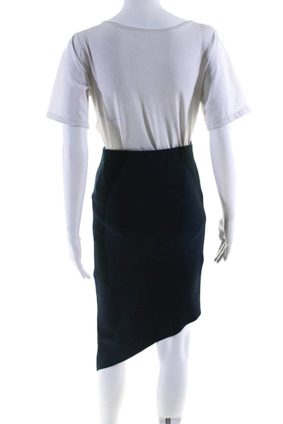 Bec & Bridge Womens Elastic Asymmetrical Hem Slip-On Pencil Skirt Navy Size 4