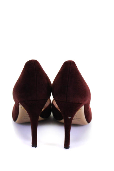 Charlotte Olympia Womens Suede 1/2 D'Orsay High Heel Pumps Wine Red Size 6.5US