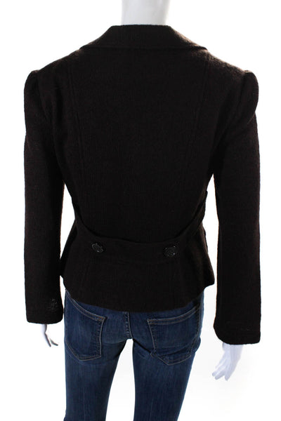 Nanette Lepore Womens Five button Notched Lapel Knit Jacket Brown Size Medium