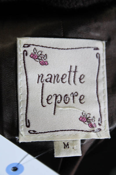 Nanette Lepore Womens Five button Notched Lapel Knit Jacket Brown Size Medium