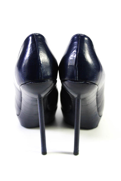 Yves Saint Laurent Womens Eel Skin Platform Stiletto Pumps Indigo Size 37 7