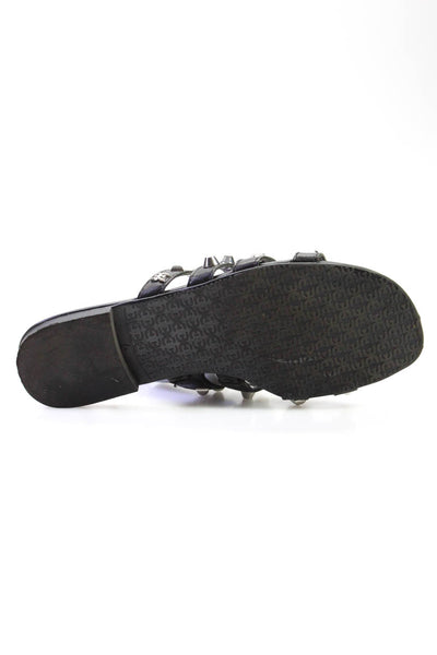 Sam Edelman Womens Black/Silver Studded Flats Mules Sandals Shoes Size 6