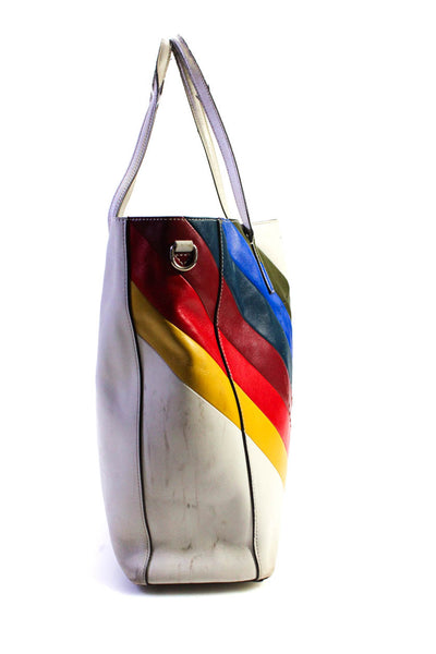 Anya Hindmarch Womens Leather Striped Tie Closure Tote Bag Multicolor Size L