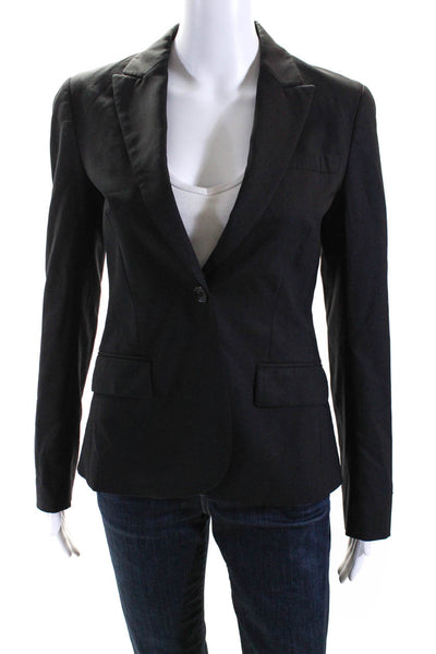 Theory Women's Long Sleeves Lined Collared One Button Blazer Black Size 4