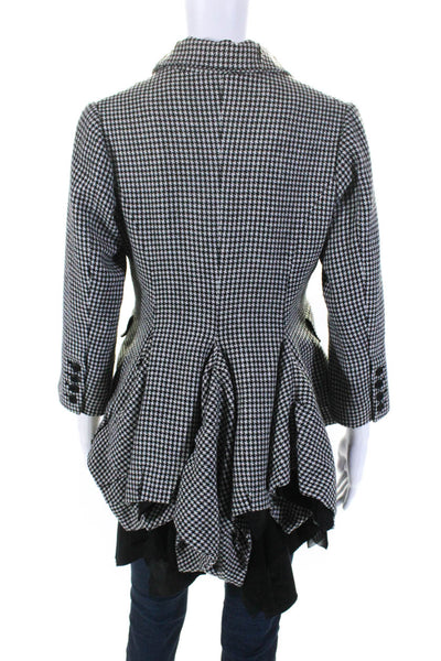 Dear Womens Houndstooth Print Buttoned Long Sleeve Layered Jacket White Size S