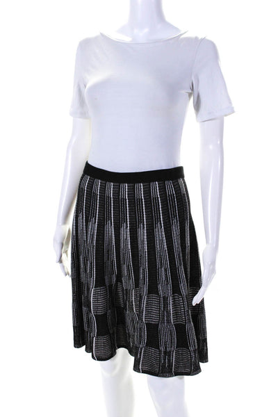 Nic + Zoe Womens Knit Cotton Blend Elastic Waist Flare Skirt Black Size PS