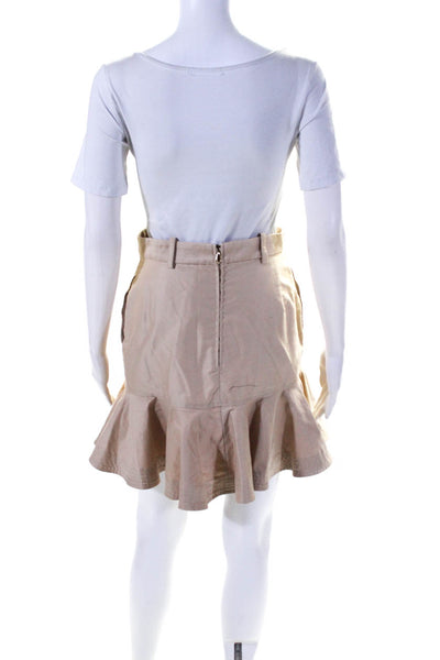 Sandro Paris Womens Unlined Cotton Two Pocket Zip Up Flared Skirt Beige Size 1