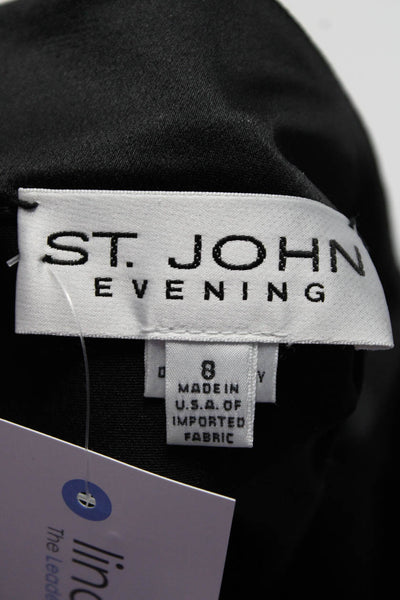 St. John Evening Womens Back Zip Wide Leg Silk Trouser Pants Black Size 8