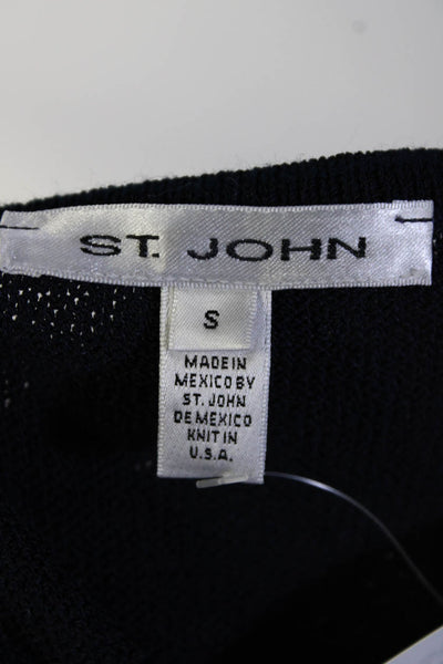 St. John Womens Scoop Neck Santana Knit Tank Top Navy Blue Wool Size Small