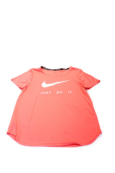 Nike Athleta Womens Orange Graphic Crew Neck Active Tee Top Size S Lot 3