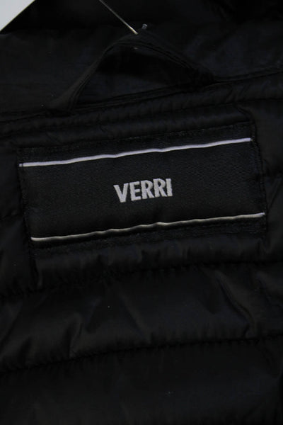 Verri Mens Lightweight Ribbed Hooded Full Zip Puffer Coat Black Size IT 50