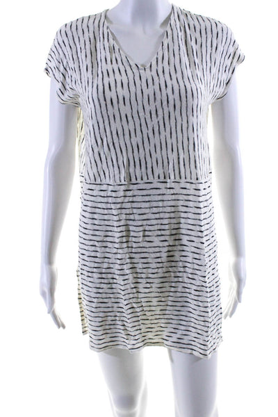 Eileen Fisher Women's V-Neck Sleeveless Slit Hem Mini Dress Stripe Size XS