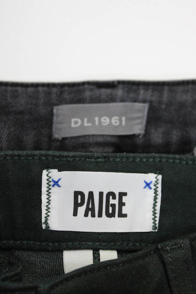 DL 1961 Paige Womens Distress Straight Skinny Jeans Pants Black Size 26 27 Lot 2