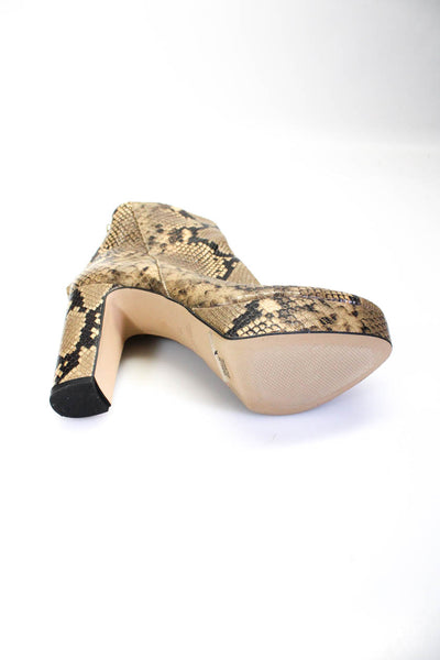Zara Basic Womens Round Toe Zip Closure Leather  Snake Print Block Heels Size 8