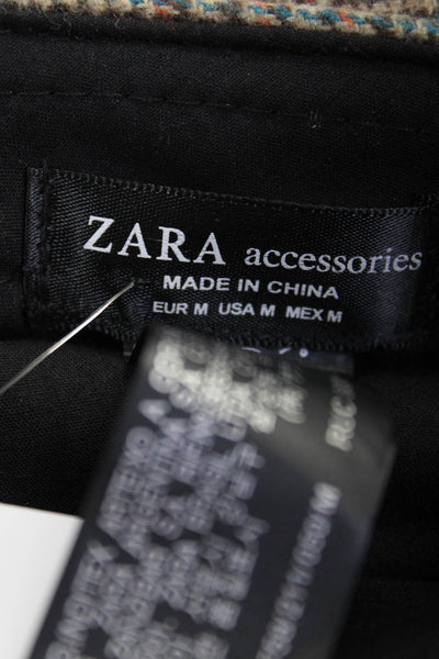 Zara Women's Silver Chain Embellish News Boy Hat Multicolor Plaid One Size