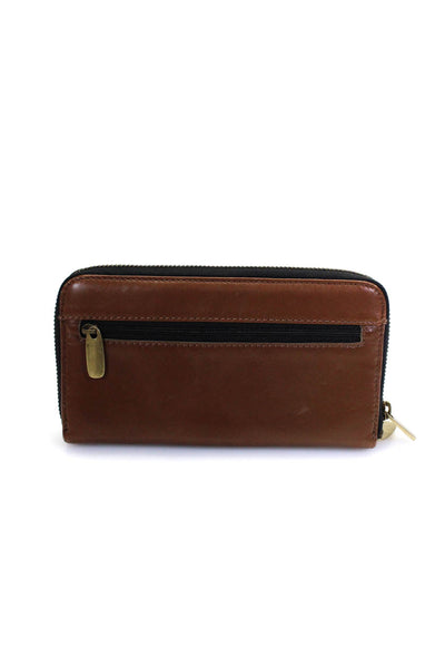 Hype Womens Brown/Black Leather Zip Long Slim Wallet