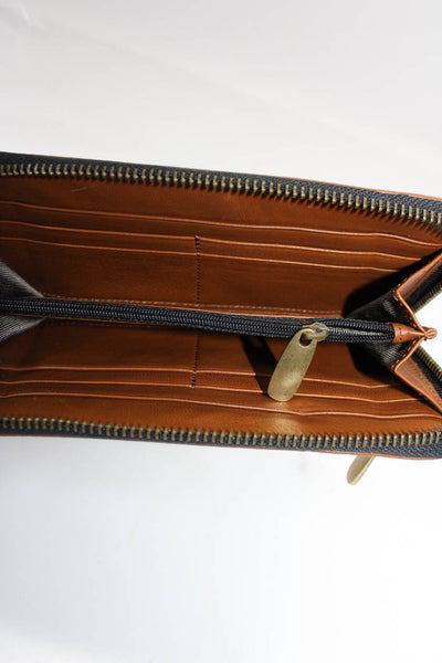 Hype Womens Brown/Black Leather Zip Long Slim Wallet