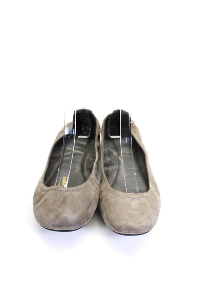Tory Burch Womens Taupe Brown Suede Ballet Flats Shoes Size 9