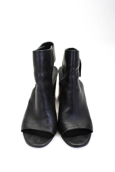 Vince Womens Black Leather Peep Toe Slingbacks Block Heels Mules Shoes Size 9