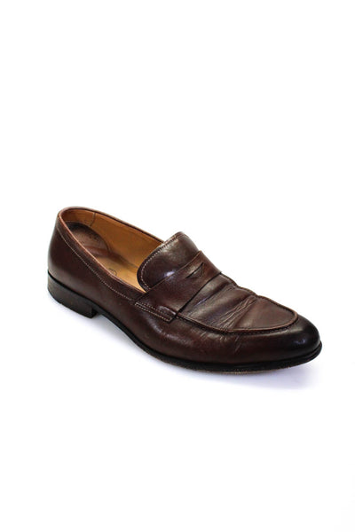 Joe Real Mens Leather Slide On Loafers Brown Size 41