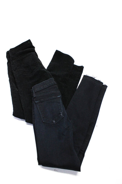 J Brand Womens Pencil Leg Pants Skinny Jeans Black Cotton Size 26 25 Lot 2