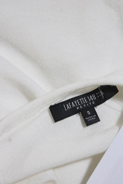 Lafayette 148 New York Women's Round Neck Short Sleeves Blouse White Size S