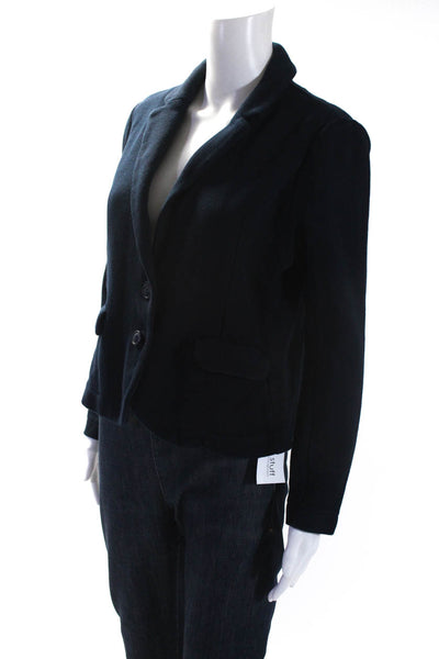 Whistles Womens Button Down Cropped Jacket Navy Blue Cotton Size 8