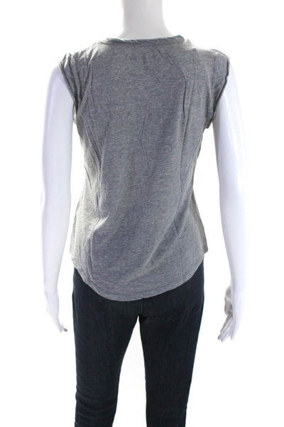 Zadig & Voltaire Womens Gray Skull Bedazzled V-Neck Sleeveless Blouse Top Size M