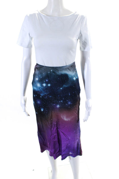 Pinko Womens Multicolor Galaxy Print A-Line Maxi Skirt Size 2