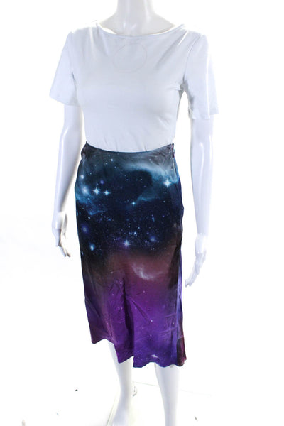 Pinko Womens Multicolor Galaxy Print A-Line Maxi Skirt Size 2