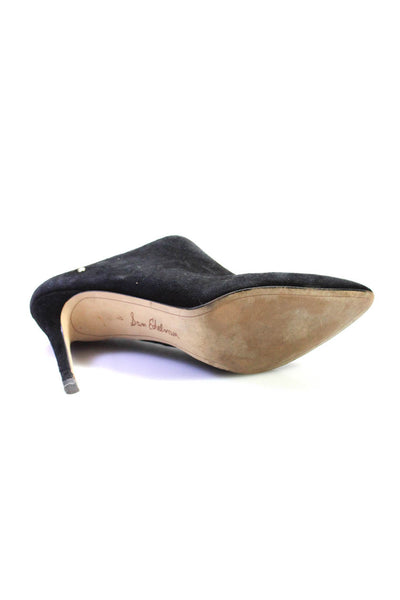 Sam Edelman Womens Suede Pointed Toe Open Back Slide On Mules Black Size 7M