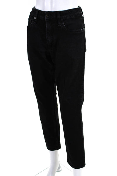 Rag & Bone Women's Midrise Five Pockets Straight Leg Denim Pant Black Size 29