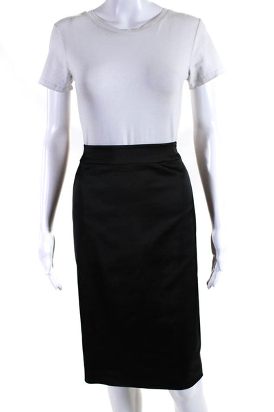 Tadashi Collection Womens Satin Unlined Knee Length Pencil Skirt Black Size 6