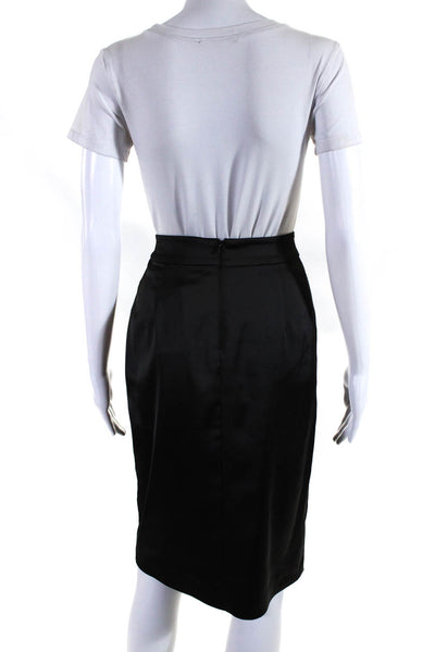 Tadashi Collection Womens Satin Unlined Knee Length Pencil Skirt Black Size 6