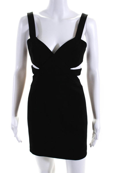 Jay Godfrey Womens Back Zip V Neck Cut Out Mini Sexy Dress Black Silk Size 2