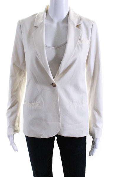 Elizabeth and James Womens Lined One Button Blazer Jacket White Size 2