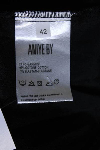 Aniye By Womens Mid Rise Slim Straight Poplin Ankle Pants Black Size IT 42